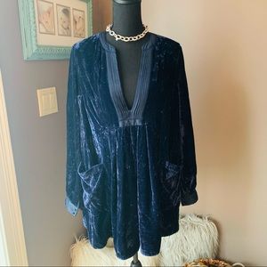 Navy Velvet Free People Tunic Dress